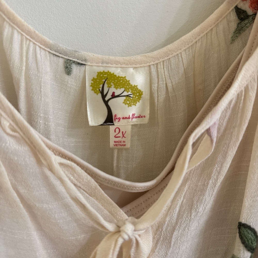 SOLD Anthropologie Cream Floral Embroidered Dress - Picture 4 of 6